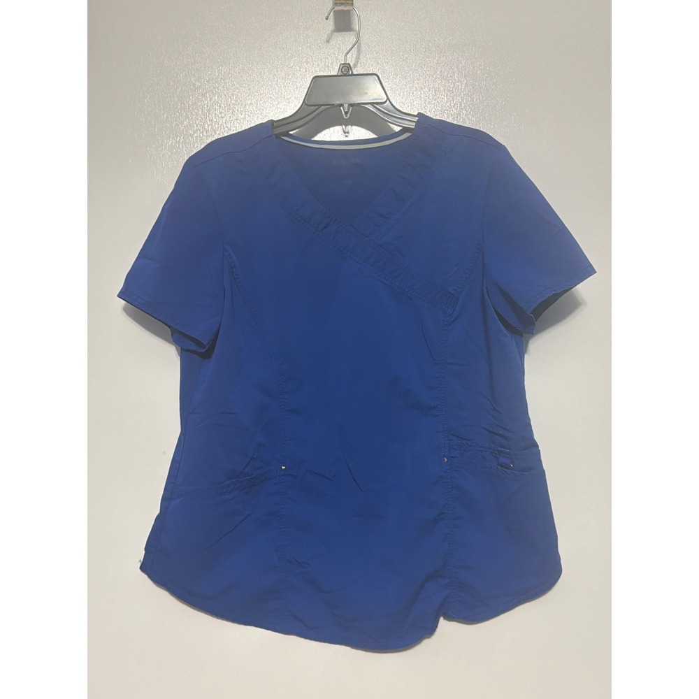 Scrubstar Ultimate Electric Blue Mock Wrap Scrub Top WM00T862 Womens Large